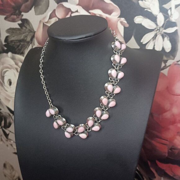 Handmade Sterling Silver Pink Conch Shell Statement Choker Necklace  15" - Picture 4 of 8